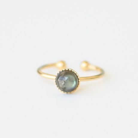 Bague créatrice Labradorite plaqué or devant
