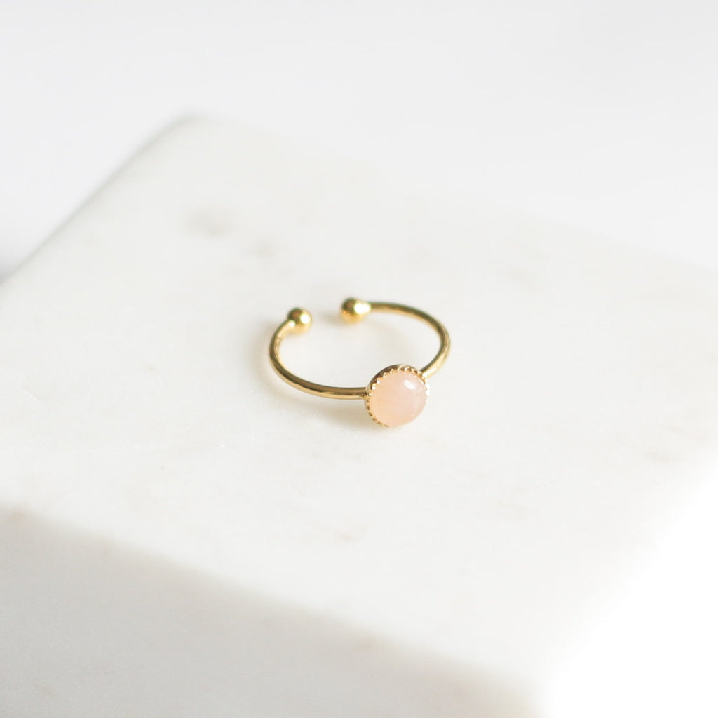Bague créatrice Quartz Rose plaqué or lithothérapie