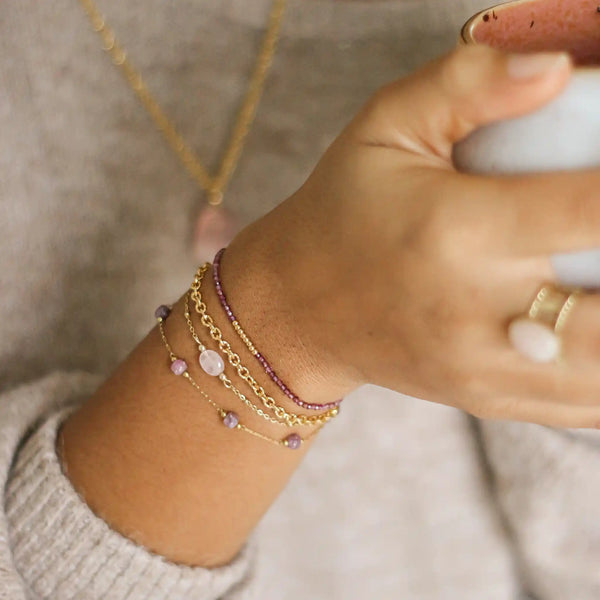 Bracelet créateur quartz rose acier inoxydable