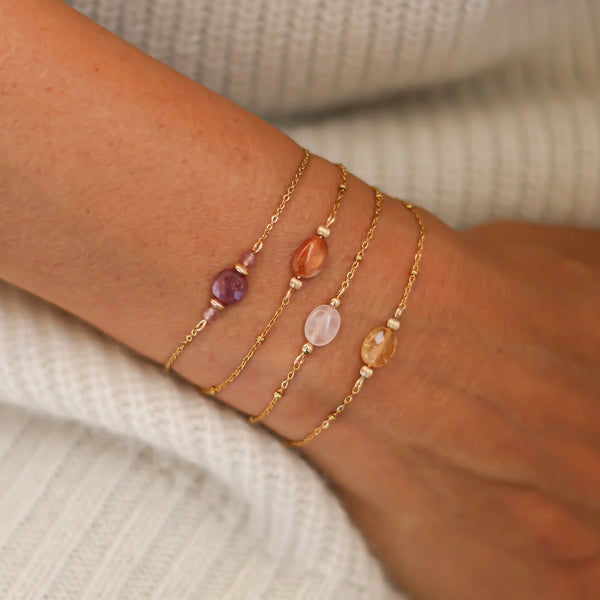 Bracelet créateur quartz rose acier lithothérapie