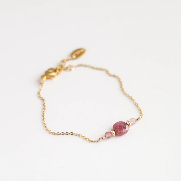 bracelet créateur rubis rouge acier face