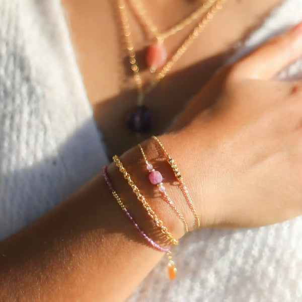 bracelet créateur rubis rouge acier fait main