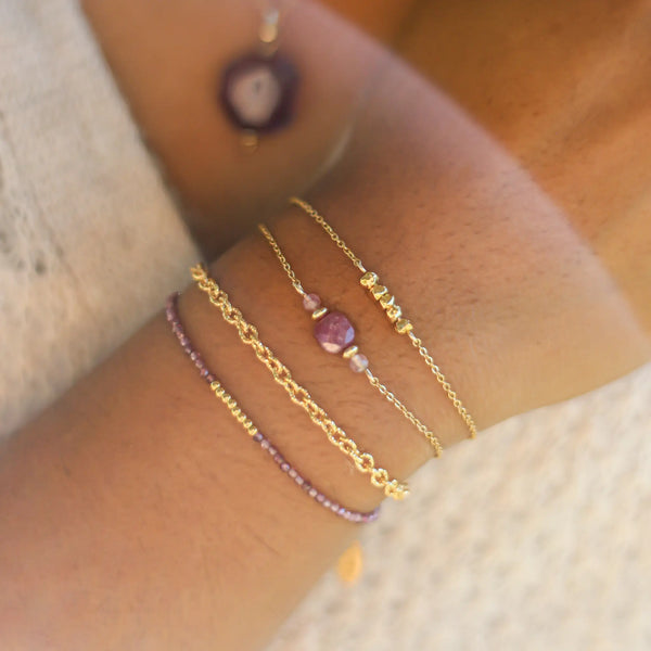 bracelet créateur rubis rouge acier reflet