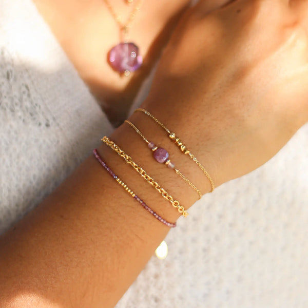 bracelet créateur rubis rouge acier pierre