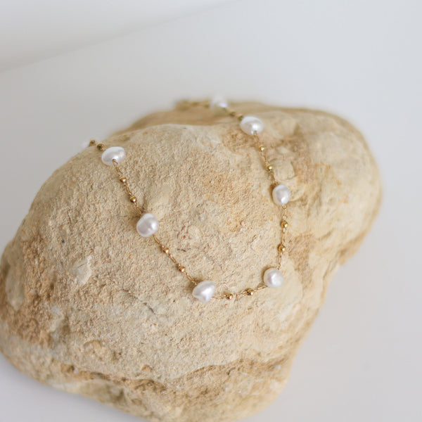 collier chaine perle nacre acier hypoallergenique